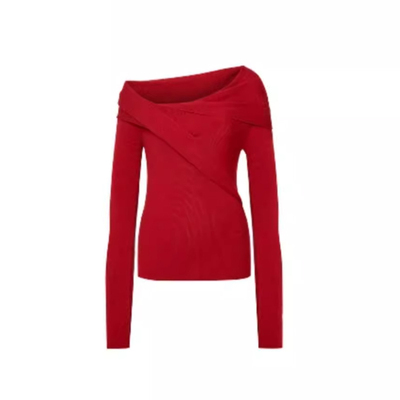 Fabrique不对称堆领套头针织衫