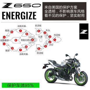 适川崎忍者Z650改装摩托机车大灯贴油箱贴防滑贴鱼骨车贴保护贴膜