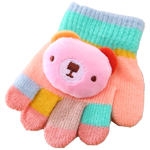 冬天小宝宝手套五指冬季婴儿保暖1-3岁2儿童分指婴幼儿毛线手袜薄