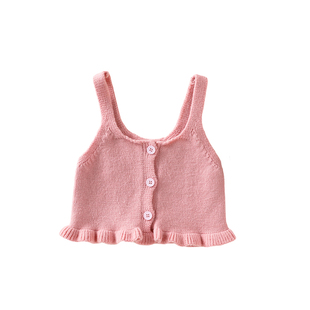 女童春款马甲背心儿童外穿马夹毛衣毛线坎肩外套宝宝针织吊带背心