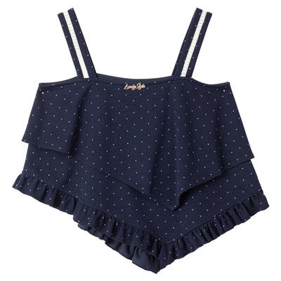 KEIKO韩系织条拼接波点吊带背心