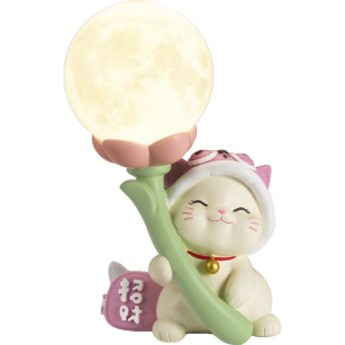 可爱猫小夜灯桌面摆件卧室台灯装饰品氛围感床头柜睡眠灯生日礼物
