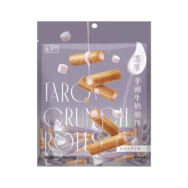 台湾盛香珍芋头牛奶脆卷140g夹心蛋卷芋头牛奶巧克酥威化饼干零食
