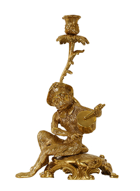 法式复古纯铜动物雕塑猴子欧式摆件烛台软装家居工艺品样板间摆件