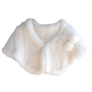 2025年时尚纯手工双面编织兔毛披肩皮草坎肩新娘礼服披肩日系白色