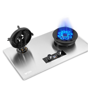 万菲达5.2KW网红翻盖式燃气双灶1级能效家用天然气液化气台嵌两用