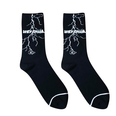 原创朋克风渐变波点闪电棉质袜子