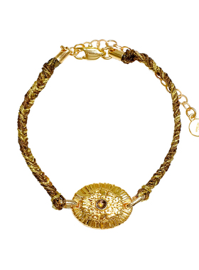 ATELIERSO 26SS复古雕花圆片手绳（白金、金）