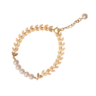 月桂叶女神珍珠手链榆钱小众设计简约气质ins百搭个性小红书同款