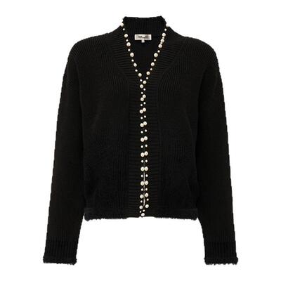 DVF黑色提花针织开衫上衣