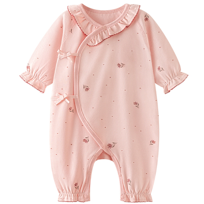 汤尼倍儿女婴儿系带连体衣春秋季