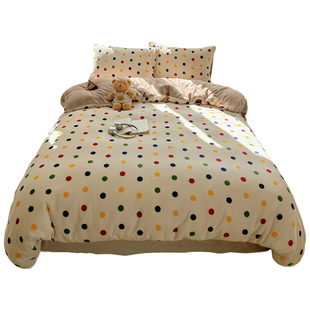 加厚牛奶绒被套秋冬季单件双面毛绒被单法兰绒珊瑚绒单人加绒被罩