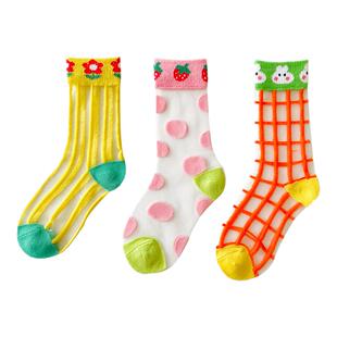 儿童袜子夏季薄款女童水晶中筒丝袜夏天超薄男童宝宝韩国ins潮袜