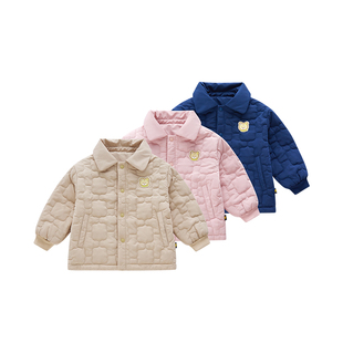 拉比儿童外套男女童装25秋冬新120g夹棉加厚保暖防风翻领风衣棉服