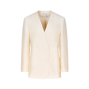 【精工系列】LESS解构西装女时髦设计感无领外套含垫肩2P2713860