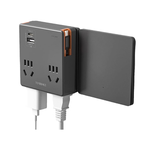 一转四插座转换器多孔灰色无线排插带伸缩线一转多USB多功能家用