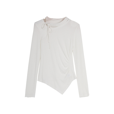 西町村屋清冷感系带中领打底衫女