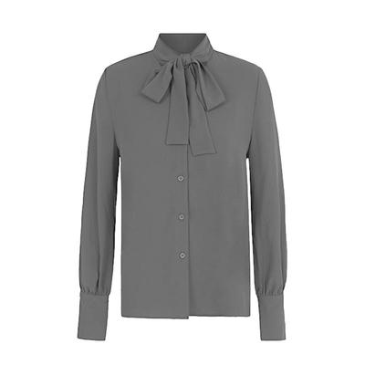 s.deer系带雪纺基本款长袖衬衫