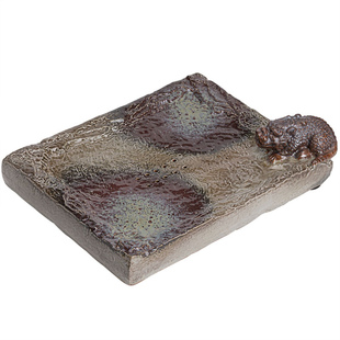 墨守复古侘寂风茶盘家用陶瓷茶托盘轻奢现代小型沥储水式茶台茶具