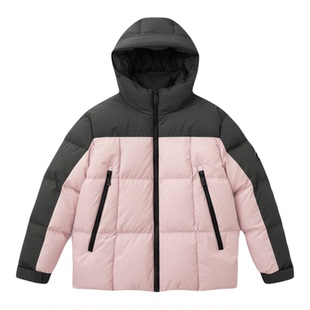 爱法贝秋冬新款女童羽绒服儿童洋气保暖外套女孩连帽羽绒服撞色