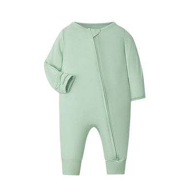 竹纤维新生儿平脚连体衣