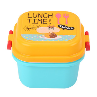 可微波日式双层水果餐盒卡通便当盒儿童点心水果零食盒大号