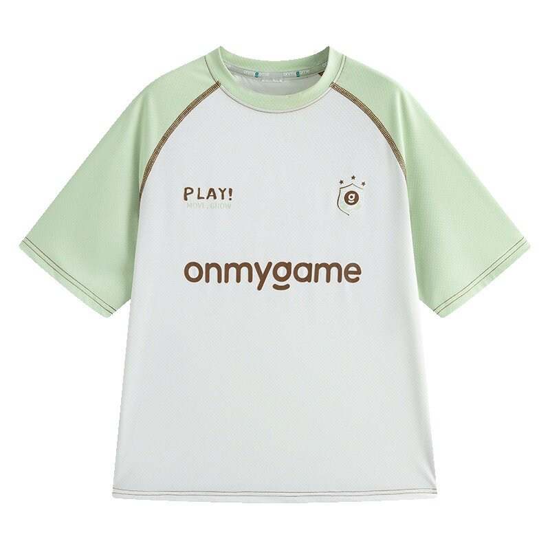 onmygame运动派对男女童学院风防晒T恤插肩短袖上衣夏季童装休闲
