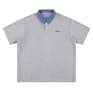 大码女装美式复古设计感polo衫短袖t恤女胖mm休闲学院风半袖上衣