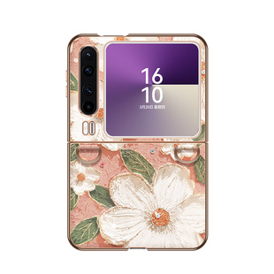 【全包镜头带挂绳】油画山茶花适用华为PuraX手机壳新款胖X典藏版阔折叠屏Pura斜挎高档皮手拎包保护套防摔女