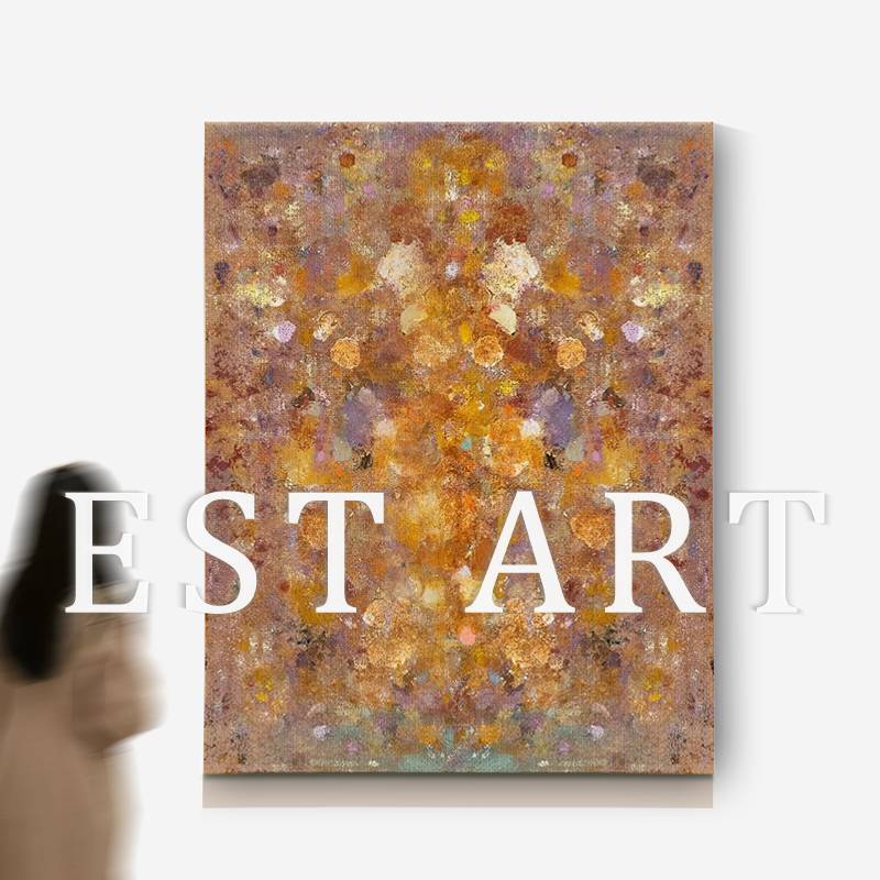 Est Art 玄关手绘油画《金光闪闪》抽象肌理画客厅沙发背景墙挂画