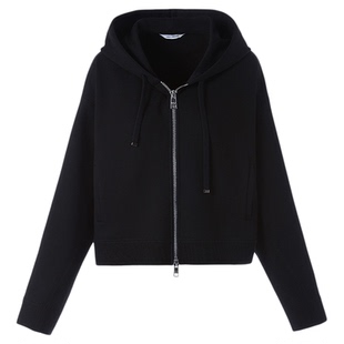 朗姿25设计感黑色连帽拉链卫衣外套女百搭休闲上衣春秋新款
