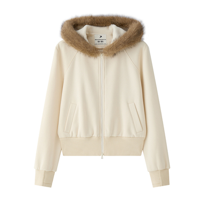 DID DAILY: Delphine复古环保毛领拉绒保暖绒复古卫衣卫裤套装