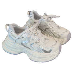 YOUNGER LURE2025年新款秋季银色灰色小个子女生内增高厚底老爹鞋