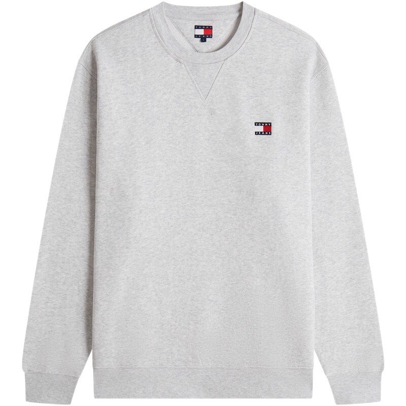 Tommy26秋冬新款男装美式潮流旗标刺绣合身圆领内搭套头抓绒卫衣