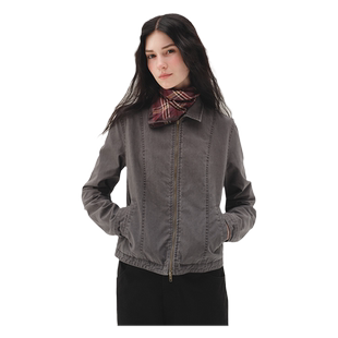 UNRETRO 重磅酵素水洗小版型全棉夹克外套女春秋季小个子宽松上衣