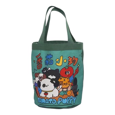 可爱涂鸦水桶包帆布便当袋妈咪包