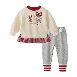 jellybaby女童套装宝宝卫衣裤子两件套小童春装甜美5儿童女孩衣服