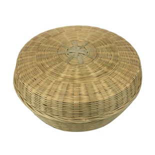 农夫竹编收纳筐带盖精品手工制作簸箕装馒头竹篮家居装饰水果篮