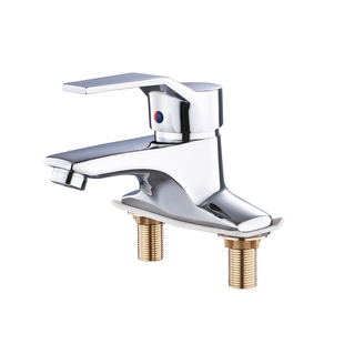 全铜洗脸盆水龙头双孔冷热水二合一卫生间家用洗手池面盆三孔龙头