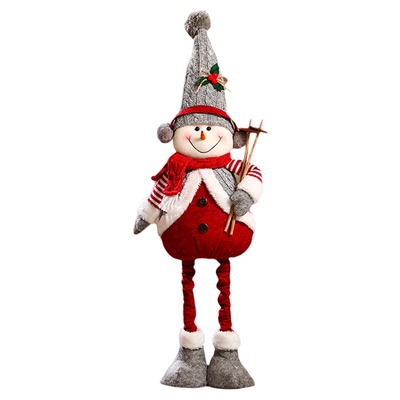 圣诞节公仔红色针织伸缩雪人老人麋鹿玩偶桌面商场橱窗装饰品摆件