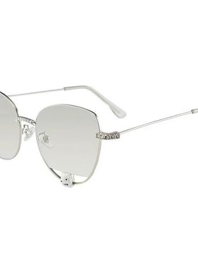 小熊装饰眼镜镶钻猫眼平光镜防晒