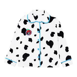 明星同款RooMance汝曼司奶牛纹法兰绒睡衣女冬加厚情侣家居服套装