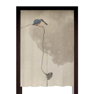 中式简约门帘隔断帘免打孔遮挡帘