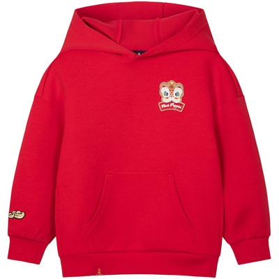 暇步士童装儿童卫衣25春秋新款男童新年红色上衣女童喜庆拜年服