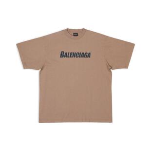 Balenciaga/巴黎世家SS23 破洞字母Logo短袖T恤男女同款浅棕色