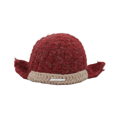 韩版针织小飞耳撞色毛线护耳帽