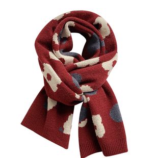 过年红色新年围巾女冬季圣诞针织毛线围脖韩版百搭加厚保暖学生潮