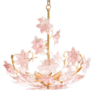 全铜法式田园百合花玻璃吊灯餐厅女儿房卧室衣帽间美式中古灯具