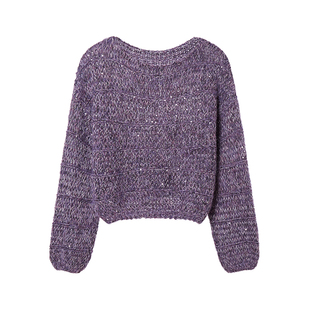 VIEA.ING薇迎商场同款紫色毛衣女2025冬季新年法式针织衫亮片上衣