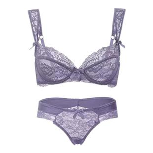 「LA」紫色韵味丨静感系列*小众纯欲性感内衣女蕾丝绑带文胸套装